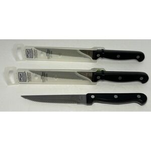 Chicago Cutlery Steak Knives 4.5" Serrated Blades Rivited Black Handles 5J13D‎
